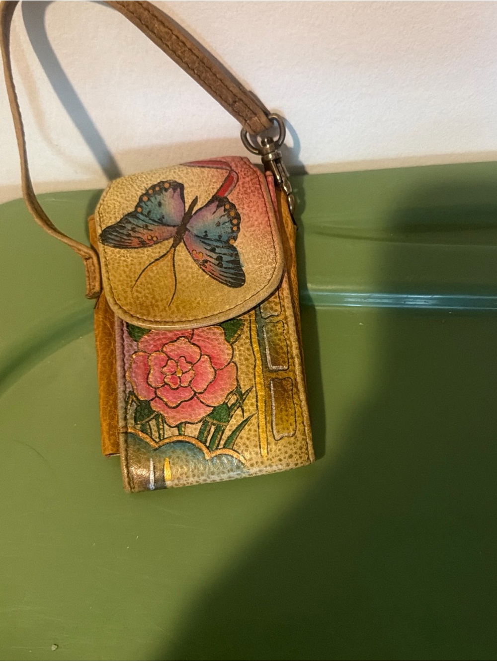 Anuschka Hand Painted Wristlet pouch